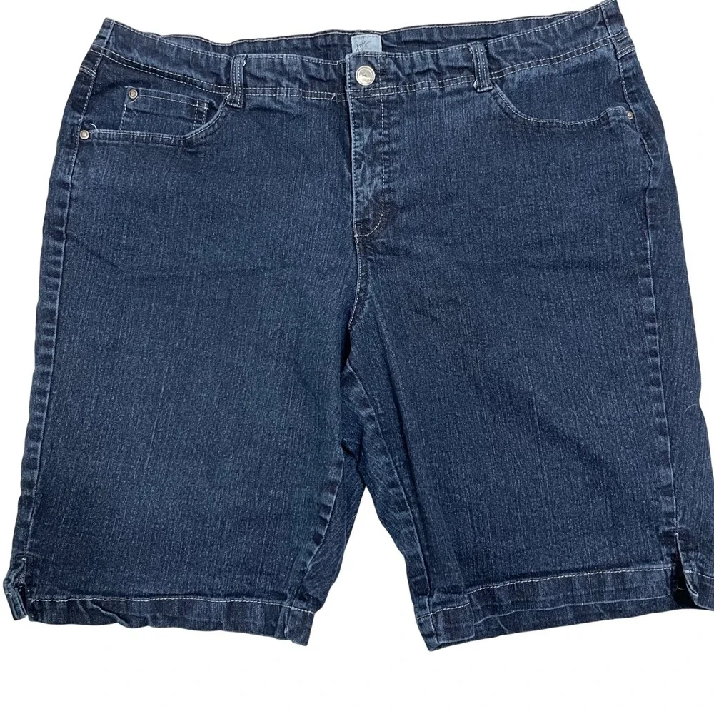 Just My‎ Size Womens 24W Dark Wash Butterfly Embroidered Bermuda Shorts JM1201